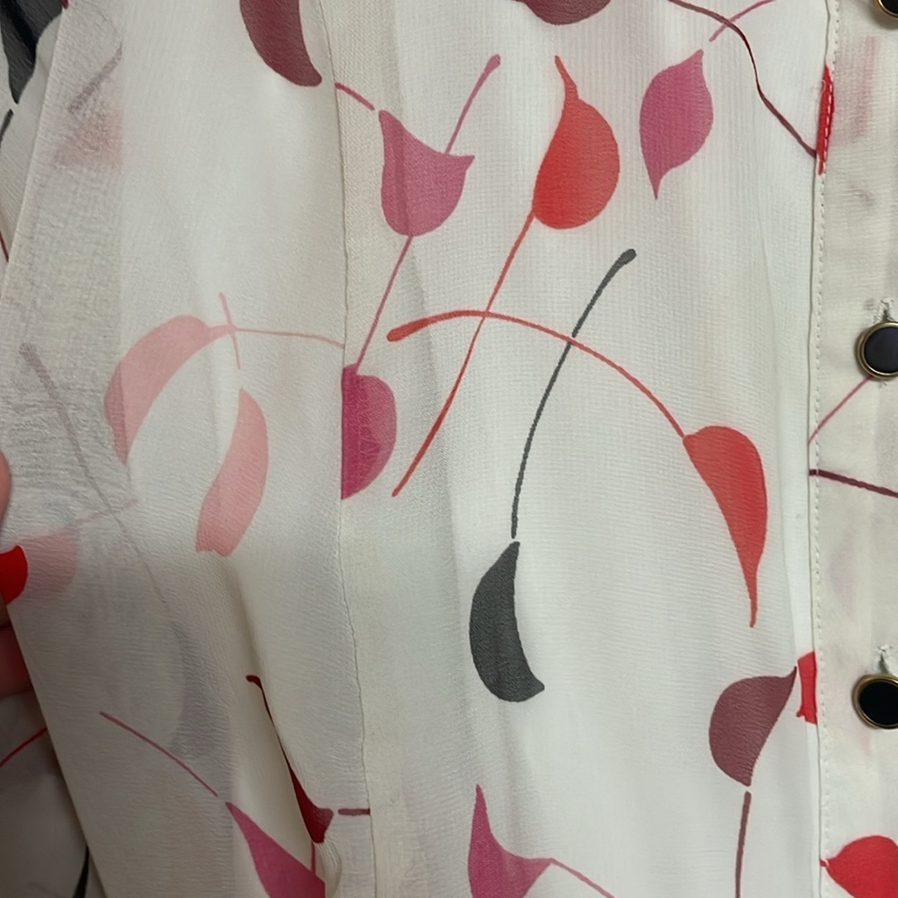 Lane Bryant Size 14 Long Sleeve Leaf Print Midi Lightweight Button Down Dress - Picture 2 of 10